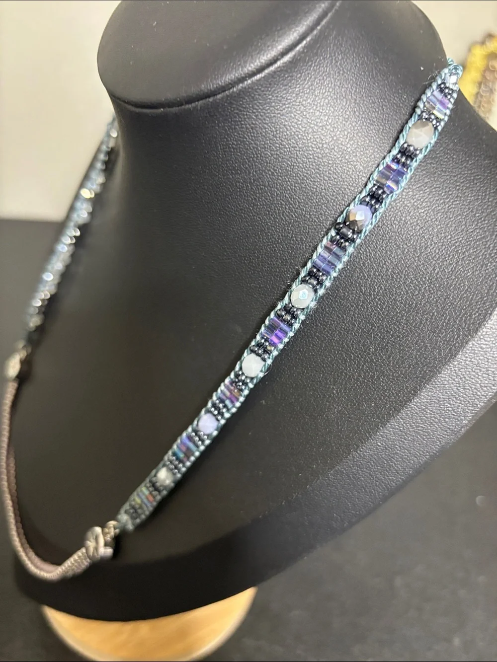 Chloe + Isabel Boho Glass Silver-Tone Beaded Necklace Blue Accent Straps Chain